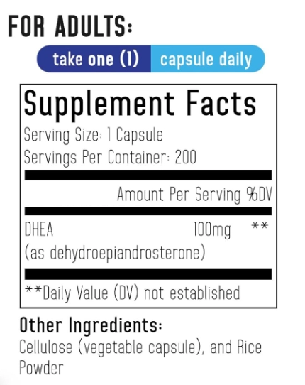 DHEA 100mg, 200 cápsulas, We Like Vitamins