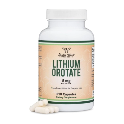 Lithium Orotate 5mg, Humor, Estresse e Equilíbrio Emocional, 210 Cápsulas, Double Wood