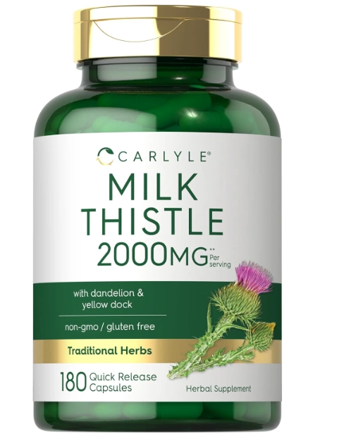 Milk Thistle, Complexo de Cardo Mariano, 2000mg, 180 Cápsulas, Carlyle