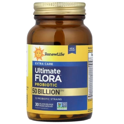 Ultimate Flora Probiotic, Probiótico com 50 bilhões de UFC, 30 Cápsulas, Renew Life
