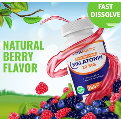 Melatonina 20mg, 365 Comprimidos Sabor Frutos Silvestres, Vitamatic