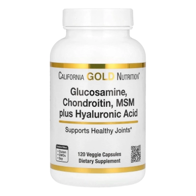 Glucosamina, Condroitina, MSM e Ácido Hialurônico, Suporte à Cartilagem e Líquido Sinovial, 120 Cápsulas, California Gold Nutrition 