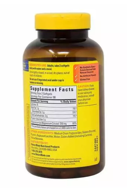 Magnésio Força Extra, 250mg, 180 comprimidos, Nature Made