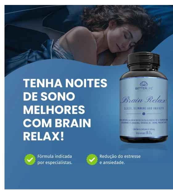 Brain Relax, com L-triptofano, B3 e B6, 60 Cápsulas, Betterlife