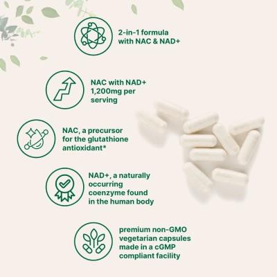 NAC com NAD+ 1200 mg, 240 Cápsulas, Micro Ingredients 