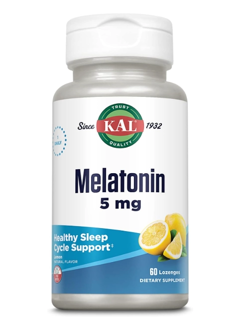 Melatonina 5mg com Vitamina B6, Pastilhas sabor limão, KAL