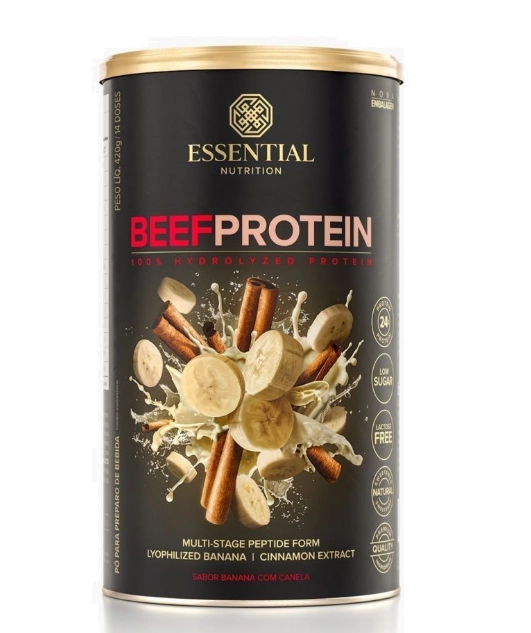 Beef Protein, 420g Sabor Banana com Canela, Essential Nutrition