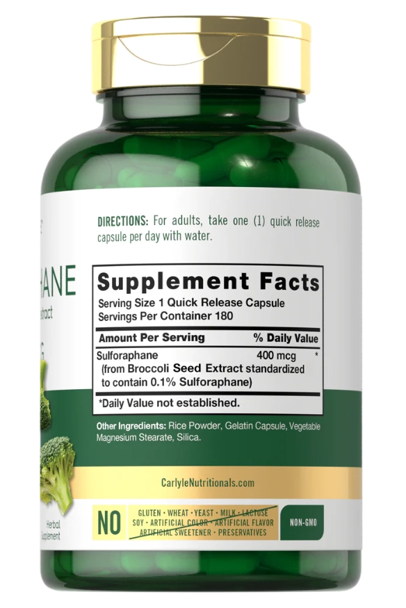 Sulforaphane, 400mcg, 180 Cápsulas, Carlyle