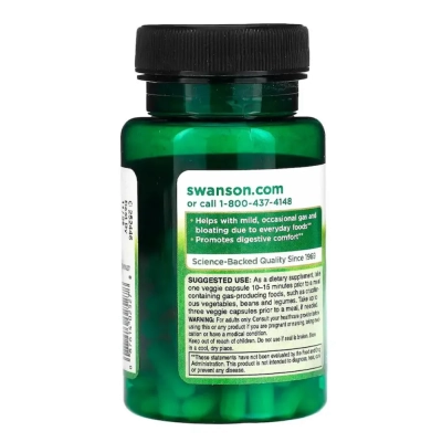Anti-Gas Enzyme, 40 mg, 90 Cápsulas, Swanson