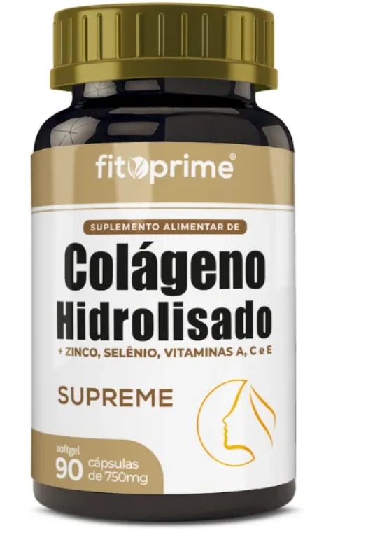 Colágeno Hidrolisado Supreme + Vitaminas A, C, E, Zinco e Selênio, 90 Cápsulas, Fitoprime