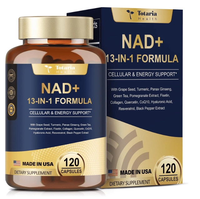 NAD 500mg + Nicotinamida Ribosídeo, Resveratrol, Quercetina e Betaína Boost, 120 Capsulas, Totaria