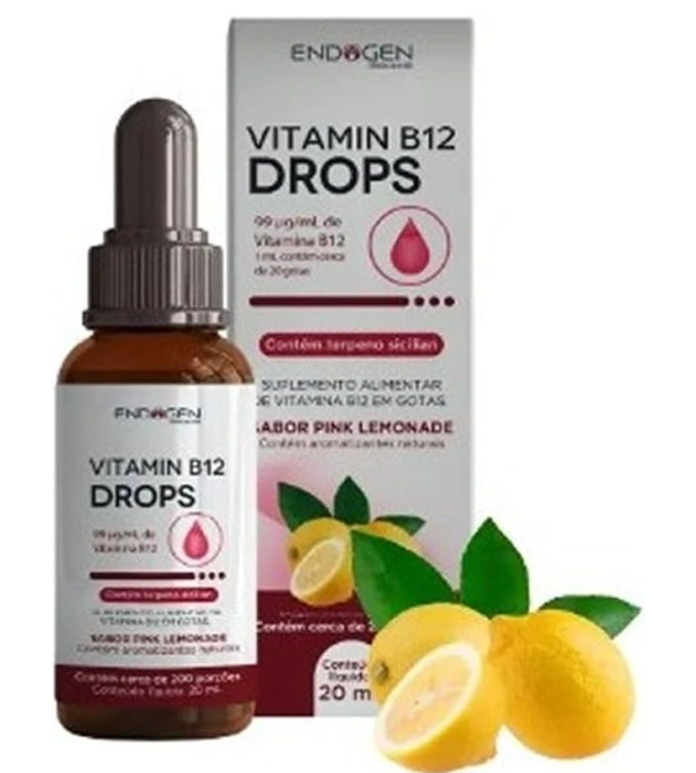 Vitamina B-12 Drops, 20ml Sabor Pink Lemonade, Endogen