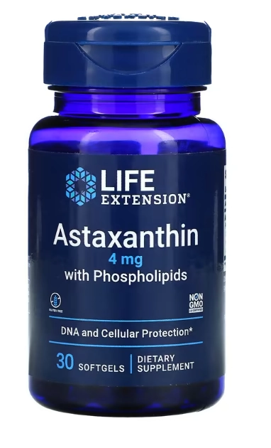 Astaxanthin com Fosfolipídios, 4mg, 30 Cápsulas, Life Extension