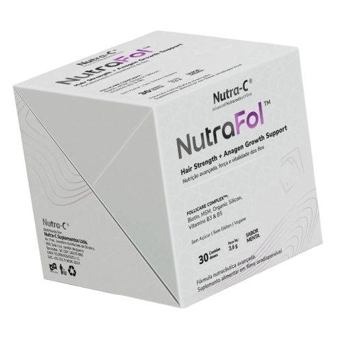 NutraFol, Estimulo ao Crescimento e Fortalecimento dos Fios, 30 Filmes Orodispersíveis Sabor Menta, Nutra-C 