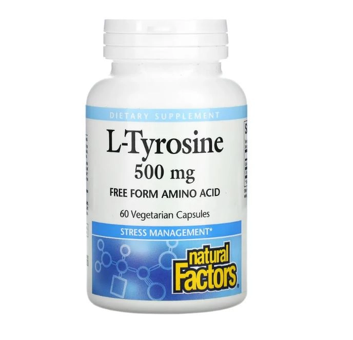 L-tirosina, 500 mg, 60 cápsulas, Natural Factors