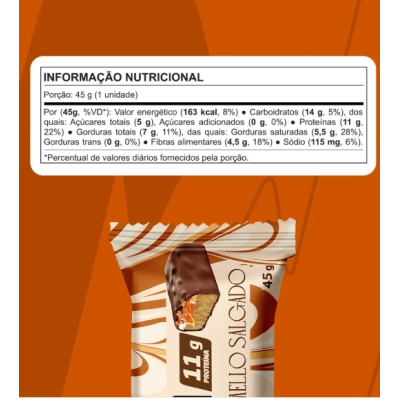 Barra Proteica Bacio di Latte, 3 Unidades 45g Cada, Sabor Caramelo Salgado, Nutrata