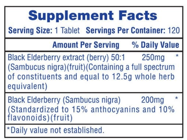 Black Elderberry, 120 Comprimidos, Hi-Tech Pharma