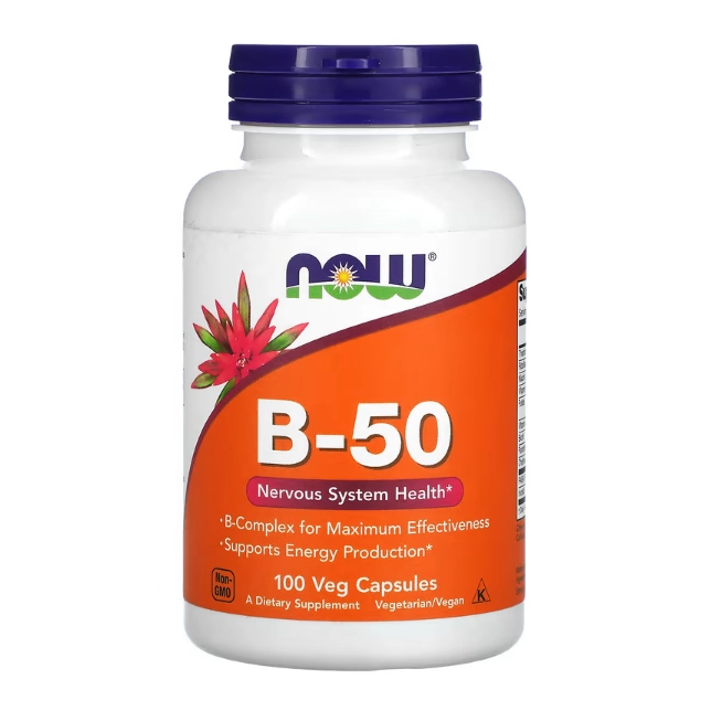 Vitamina B-50 (Complexo B), 100 Cápsulas, Now