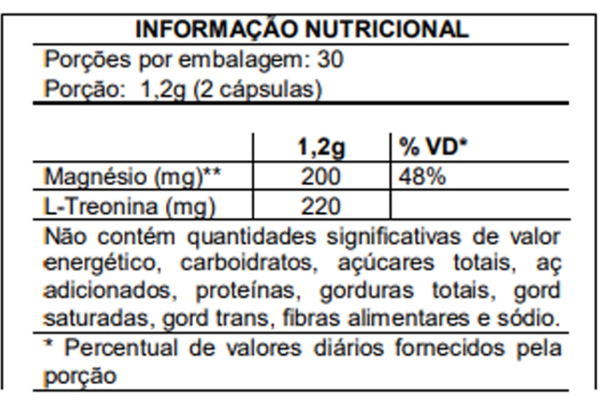 Magnésio L-Treonato, Treonina 600mg, 60 Capsulas, Flora Nativa