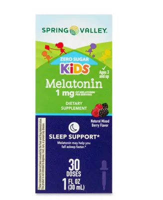 Melatonina Kids 1mg, Sabor framboesa 30ml, Spring Valley