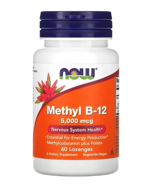 Metil B12, 5.000mcg, 60 Pastilhas, Now