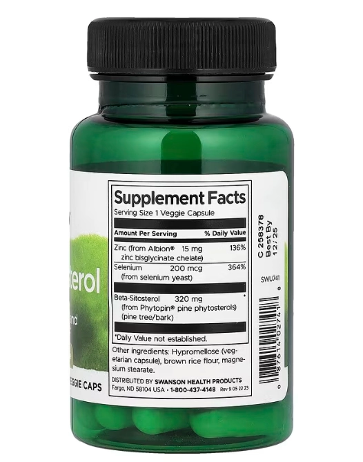 Beta-Sitosterol 320mg, 30 Cápsulas, Swanson