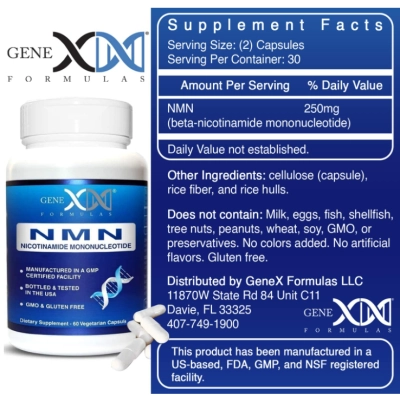 NMN 250mg 99% de Pureza, 60 Cápsulas, Genex Formulas