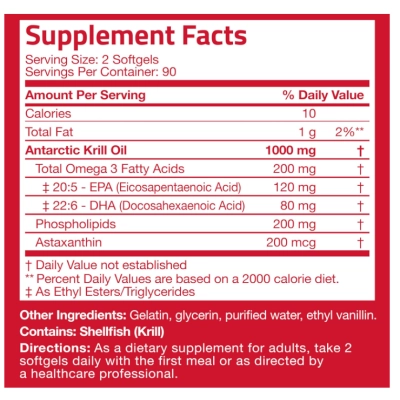 Óleo de Krill Antártico 1000mg, 180 Cápsulas, Bronson