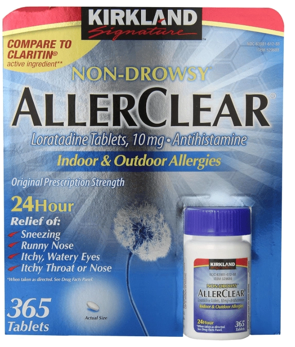 Allerclear, Comprimidos exclusivos de Loratadina ,Não Sonolentos, Anti-histamínico 10mg, 365 Comprimidos, Kirkland