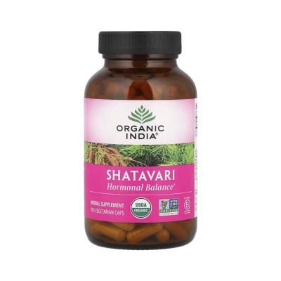 Shatavari Orgânico, Equilíbrio Hormonal Feminino, TPM e Bem-Estar, 180 Cápsulas, Organic India