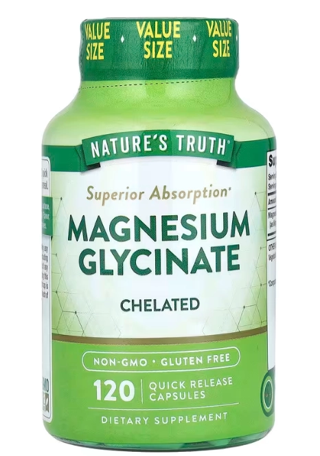 Magnésio Glycinate 100mg Quelado, 120 Cápsulas, Nature's Truth