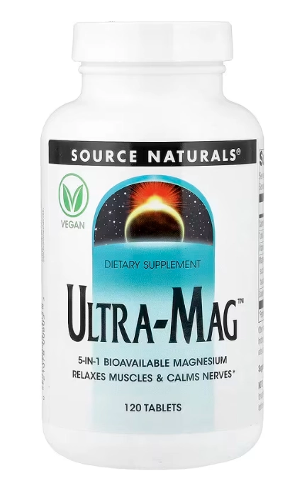  Ultra-Mag, Magnésio Biodisponível, 120 Comprimidos, Source Naturals