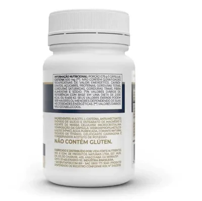 NAC, N-Acetil L-Cisteína, 750mg, 60 Cápsulas, Vitafor
