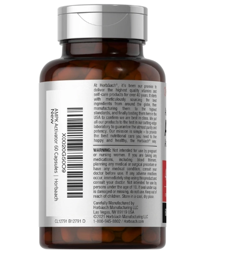 AMPK, Ativador Metabólico, 450mg  60 Cápsulas, Horbaach