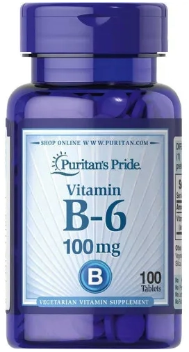 Vitamina B-6, 100mg, 100 Comprimidos, Puritan's Pride