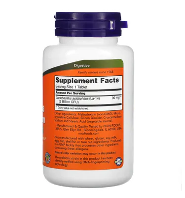 Acidophilus Três Bilhões, 180 Comprimidos, Now