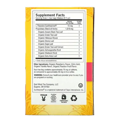 Chá, Perfect Energy, Raspberry Passion, 16 Saquinhos de Chá, 32g, Yogi