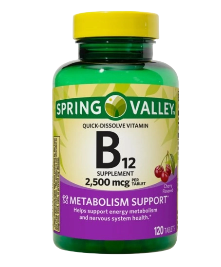 Vitamina B12, 2500mcg, 120 Comprimidos, Spring Valley