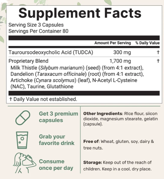 TUDCA 2000mg,  7 em 1 com NAC, Glutationa, Cardo mariano, Alcachofra e Taurina, 240 Cápsulas, Micro Ingredients