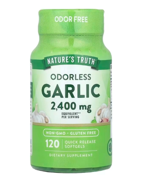 Odorless Garlic, Alho Inodoro de Alta Resistência 2400mg, 120 Cápsulas, Nature's Truth