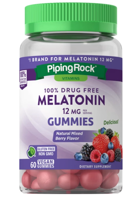 Melatonina 12mg, 60 Gomas, Sabor Baga Natural, Nature's Truth