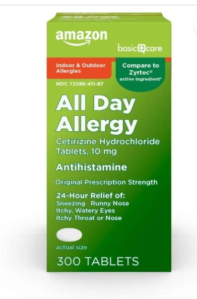 All Day Allergy 10mg, dicloridrato de Cetirizina, Anti-histamínico, 300 Comprimidos, Amazon Elements
