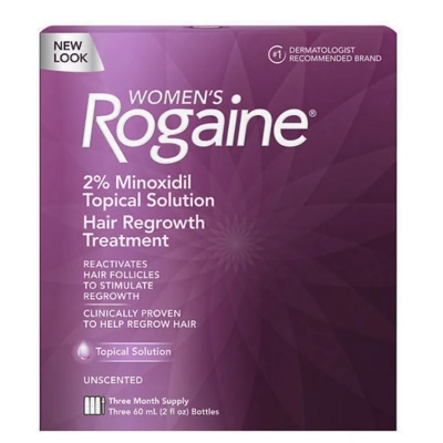 Rogaine para crescimento capilar feminino, Minoxidil 2%, Kit Para 3 Meses, 60ml Cada