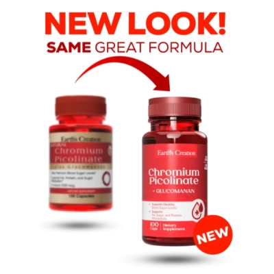 Picolinato de cromo  1000mcg com Glucomanano 100mg, Earth's Creation