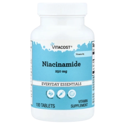 Niacinamida, Vitamina B3, 250 mg, 100 Tablets, Vitacost