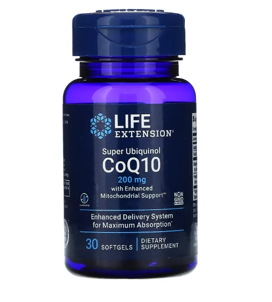 Super Ubiquinol CoQ10, com Enhanced Mitochondrial, 200mg, 30 Cápsulas, Life Extension