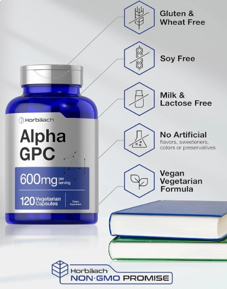Alpha GPC 600mg, 120 Cápsulas, Horbaach
