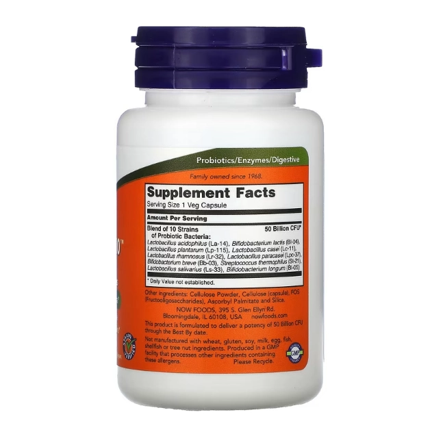 Probiotic-10, 50 Bilhões, 50 Cápsulas, Now