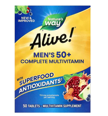 Multivitamínico Completo Alive, para Homens 50+, 50 Comprimidos, Nature's Way