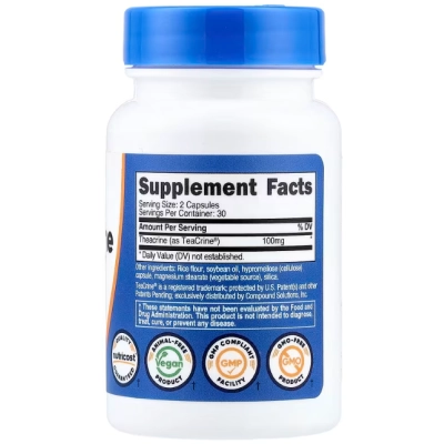 Theacrine as Teacrine 100mg, Para Energia, Disposição e Desempenho, 60 Cápsulas, Nutricost